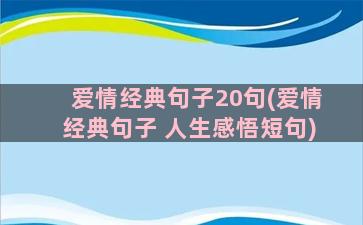 爱情经典句子20句(爱情经典句子 人生感悟短句)